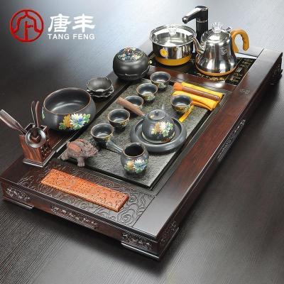 家柏饰(CORATED)黑檀乌金石香炉茶盘陶瓷功夫茶具套装办公家用四合一电热炉z