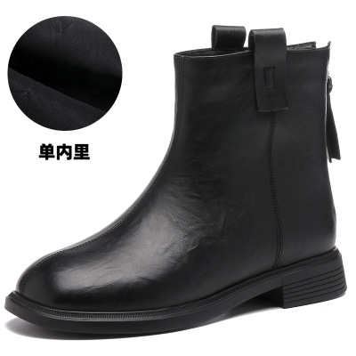 真皮女靴短靴年新款冬季秋冬加绒软底复古31小码马丁靴女棉鞋