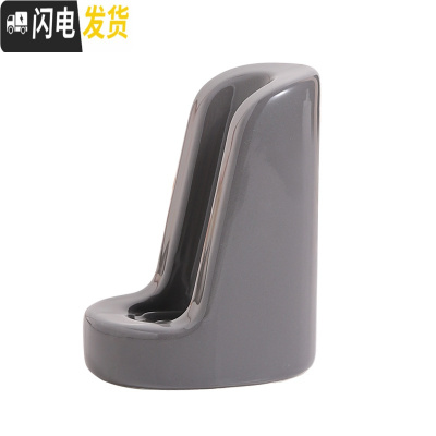 三维工匠美式电动牙刷架座陶瓷放电动牙刷底座置物架台面收纳沥水底座创意 金属灰收藏加购送无痕钩