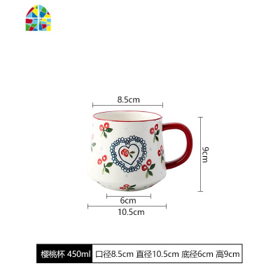 日式ins樱桃陶瓷餐具套装家用米饭碗水果碗沙拉小碗盘 FENGHOU 樱桃早餐套装(3件)预售急用