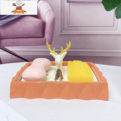 北欧牙签盒个性创意牙签筒家用客厅按压式自动牙签收纳盒牙签罐 敬平 橙鹿肥皂盘