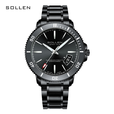 梭伦(SOLLEN)手表男正品l自动机械表时尚日历精钢带防水商务潮流学生男士手表新款SL-609
