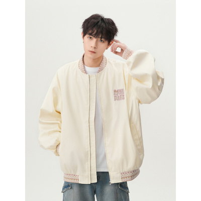 情侣棉服年提花夹克男女美式冬季复古新款设计棒球拼接宽松