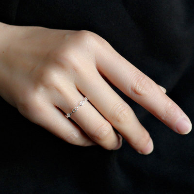 素银猪鼻子S925纯银日字链条开口戒指欧美时尚简约指环潮流银饰女送女朋友老婆情人节七夕生日礼物