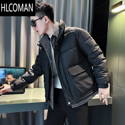 HLCOMAN假羽绒棉服男冬季潮牌痞帅工装棉衣男款2024新款男士冬装外套
