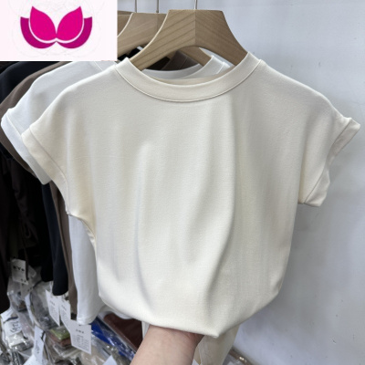 七斓纯色百搭薄款柔软短袖T恤女2023夏装新款洋气短款半袖小衫上衣潮