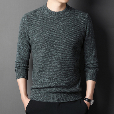 免费试穿 秋冬加厚羊绒衫男士圆领厚款保暖毛衣牧绒多斯正品大牌针织衫打底大码100%纯羊毛套头羊绒衫男士保暖上衣