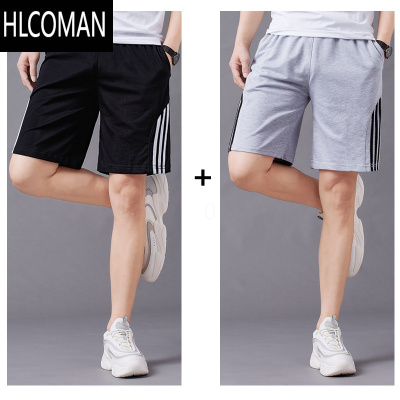 HLCOMAN男士薄款休闲短裤宽松直筒五分裤跑步运动居家中年百塔沙滩裤