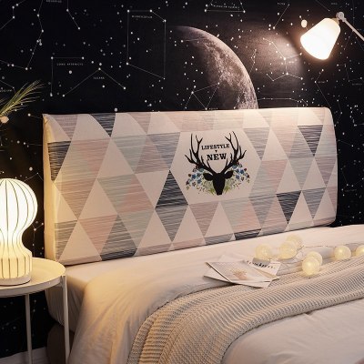 北欧床头罩套全包软包防尘罩床靠背罩保护套1.8米1.5m弹力 花丛鹿角 长150cm[床头高50cm-65cm以内适用]