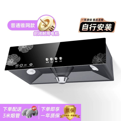 抽油机小型抽油烟机家用厨房抽烟机出租房大吸力吸油机 普通锥网封闭电机3.0米烟管