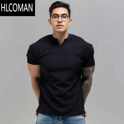 HLCOMAN美式健身短袖男收袖口显大显肌肉速干高弹跑步训练服运动T恤夏季