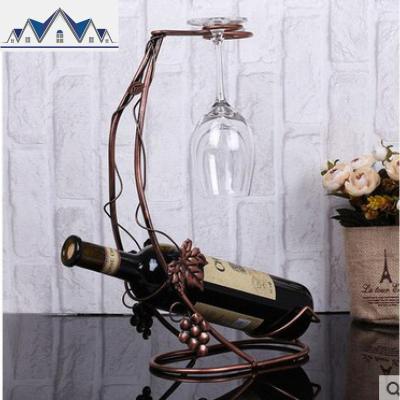 葡萄酒架 欧式复古红酒杯架倒挂 创意时尚放红酒架子铁艺摆件 三维工匠收纳层架