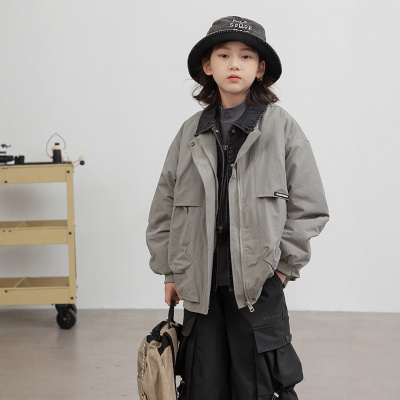 男童假两件外套秋冬款新款大男孩冬装儿童冬季加厚夹棉上衣潮