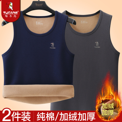 TUCANO/啄木鸟秋冬纯棉男士保暖背心加绒加厚全棉保暖上衣打底衫