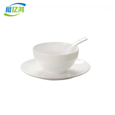 橙亿鸿 纯白骨瓷碗摆台餐具饭碗骨碟小勺套装 三件套/件