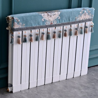 欧式暖气片罩装饰罩子布艺防尘套老式遮挡盖布遮挡帘保护套卫 凌云水绿色 长度100cm*厚度10cm*高度(含穗)20cm