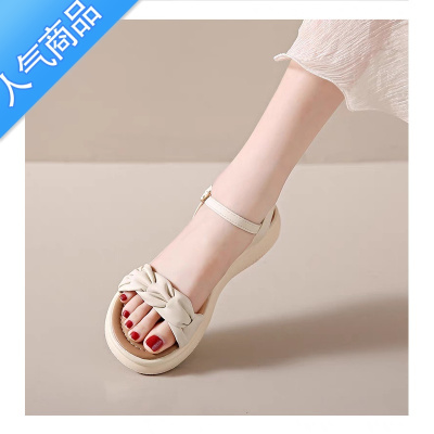 SUNTEK红晴蜓少女款平底凉鞋女2023新款夏季舒适百搭软底厚底沙滩鞋