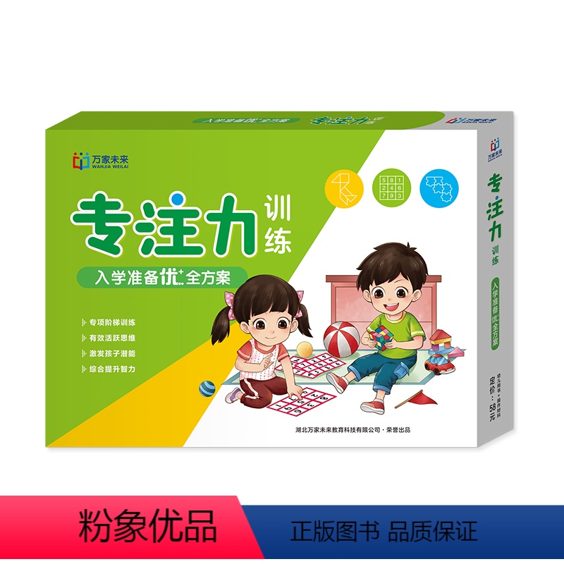 专注力训练(专注力训练2本+操作卡片+控笔训练2本) [正版]幼小衔接专注力训练儿童专注力提升逻辑思维图形线条简笔画