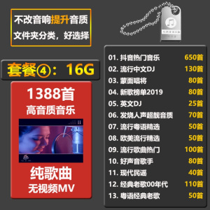 [补贴10%]汽车载U盘带网红抖音歌曲无损高音质车用2020热音乐USB优盘经典怀旧老歌 套餐四:16G1388首歌曲没
