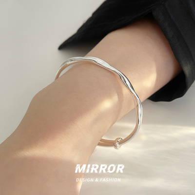 999纯银莫比乌斯波浪可调节银手镯女镯子简约手饰高级感配饰手环送女朋友老婆情人节七夕生日礼物