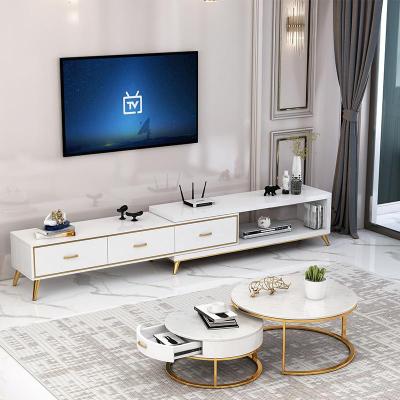 北欧大理石茶几电视柜组合轻奢简约现代家用客厅2020新款圆形岩板