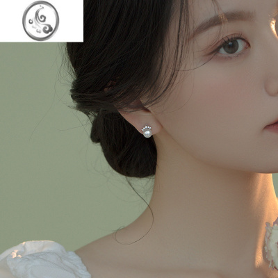 JiMi简约好搭小众甜美优雅气质S925银银淡水珍珠耳钉轻奢耳环耳夹