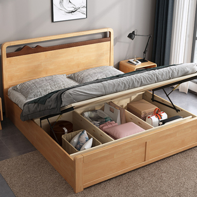 臻远 ZY-SMC-20 现代简约实木床双人床 1.5米气压高箱