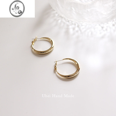 JiMi有北手作 大圈耳环女设计感欧美哑光磨砂圆耳圈2023新款潮耳夹