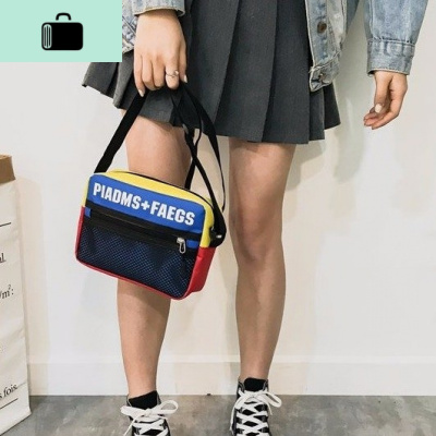 街头嘻哈字母潮人男女收纳包复古字母斜挎包胸包运动小单肩包NEW LAKE女士单肩包
