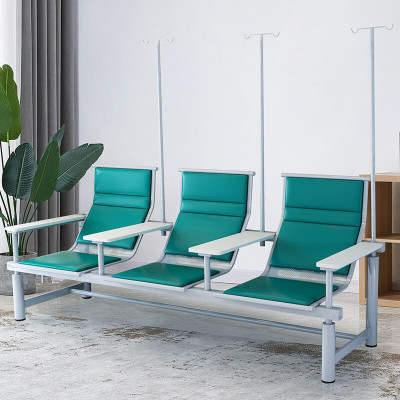 锦北 输液椅医院诊所点滴吊针排椅大厅加固加厚候诊椅三人白板扶手绿色