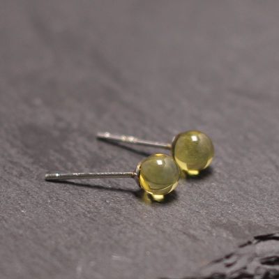 圆形银饰简约百搭纯银耳钉女不过敏养耳洞耳饰时尚纯天然水晶豆豆送女朋友老婆情人节七夕生日礼物