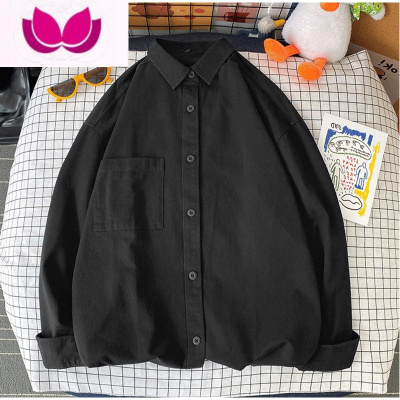 七斓原宿港风ins上衣男潮宽松长袖白衬衫日系百搭文艺范男生衬衣外套
