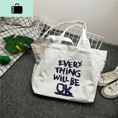 chic日韩系慵懒风百搭款单肩帆布袋手提超大容量女学生书包包NEW LAKE 白色女士单肩包