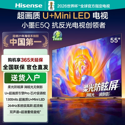 海信电视小墨 55E5Q 55英寸 超画质U+Mini LED 264Hz高刷 DeepSeek AI智能 柔光防眩屏
