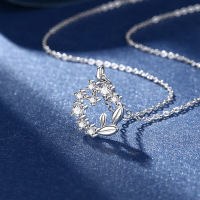 麦穗花环S999纯银项链精致时尚百搭锁骨链2024新款项饰品批发送女朋友老婆情人节七夕生日礼物