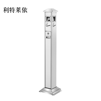 利特莱依不锈钢垃圾桶烟蒂柱灭烟桶带烟灰缸室外电梯口立式银色屋顶不锈钢四边固