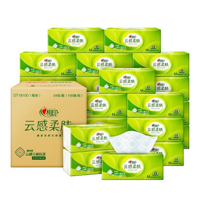 心相印 DT18100(箱装)云感100抽*24包三层立体压花塑装纸面巾