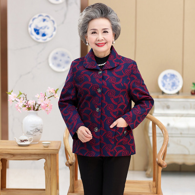 迪鲁奥(DILUAO)高端轻奢奶奶秋装外套70岁中老年人女妈妈春上衣有领薄款太太老人衣服