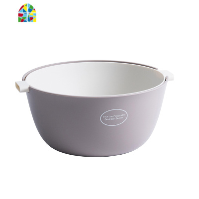 创意北欧家用洗菜盆双层洗水果洗菜塑料菜篮厨房客厅水果盘 FENGHOU 洗菜篮(大号-深红色)