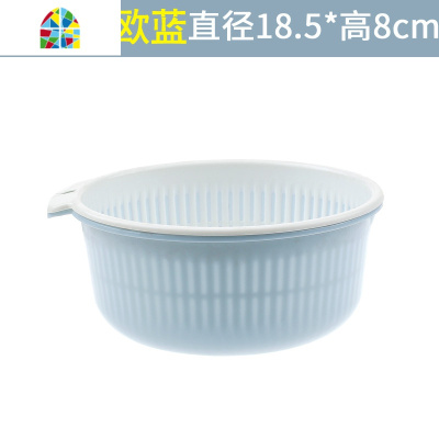 家用洗菜篮水果清洗盆沥水篮塑料筛子大号镂空菜筛厨房用品菜篮子 FENGHOU [小号+大号]北欧米