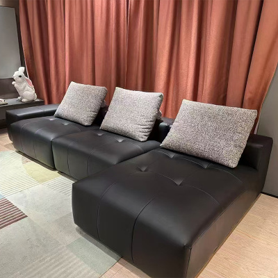 科朔真皮沙发现代简约长沙发工厂展厅实拍网红沙发F609#