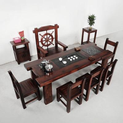 森美人天雅老船桌船桌椅组合实木功夫茶桌茶台禅意家用商铺茶几