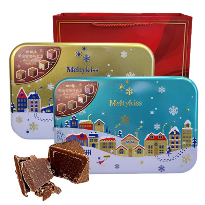 明治雪吻巧克力混合装铁盒装226g年货精装礼盒结婚喜糖生日礼物