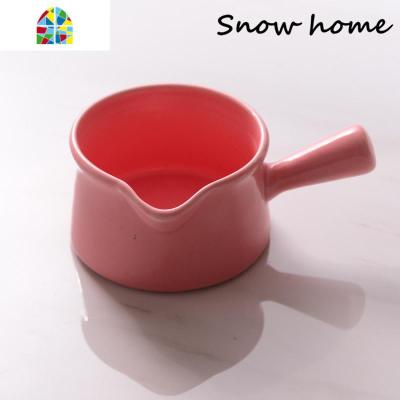 日式陶瓷带手柄奶壶小奶盅牛奶杯带把手柄汤碗烘焙烤碗西餐汁斗 FENGHOU 粉色(小号)140ML