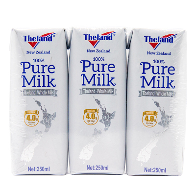 纽仕兰Theland 全脂高牛奶4.0g蛋白质(尝鲜装)250ml*3盒 新西兰进口
