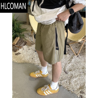 HLCOMAN夏美式小众设计拉链彩色条纹休闲短裤男女速干透气尼龙宽松五分裤