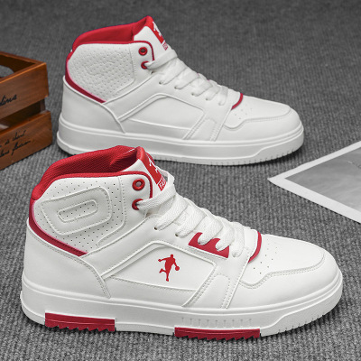 秋季新款男士中帮球类运动鞋舒适百搭休闲户外跑步越野滑板鞋