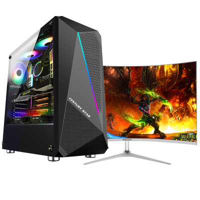  铭能 十代i5六核/GT730 2G独显/16G内存/512G固态 台式机 台式电脑 DIY组装机 组装电脑 家用办公电脑主机 商务设计组装机电脑学生网课吃鸡游戏电脑+32英寸曲面