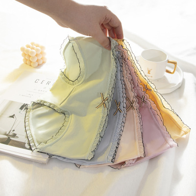 内裤女纯棉档日系蕾丝厂花边少女透气性感包臀三角裤