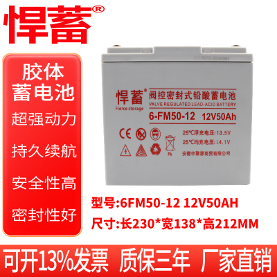 12V50AH阀控式铅酸蓄电池电瓶EPS直流屏UPS机房通讯应急6FM50-12